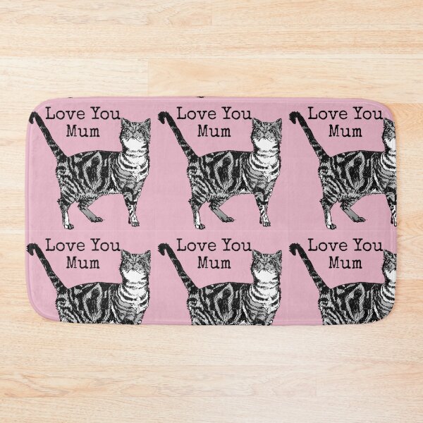 Item preview, Pink Tabby Cat Drawing Love You Mum Mothers designed and sold by Sarah  Rajkotwala.