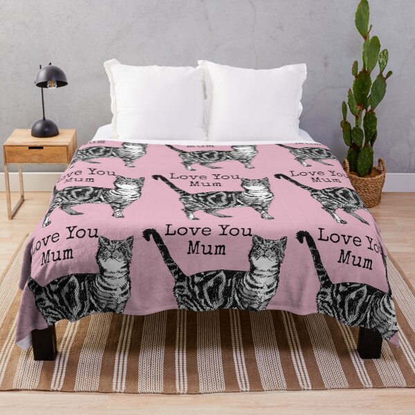 Item preview, Pink Tabby Cat Drawing Love You Mum Mothers designed and sold by Sarah Rajkotwala.