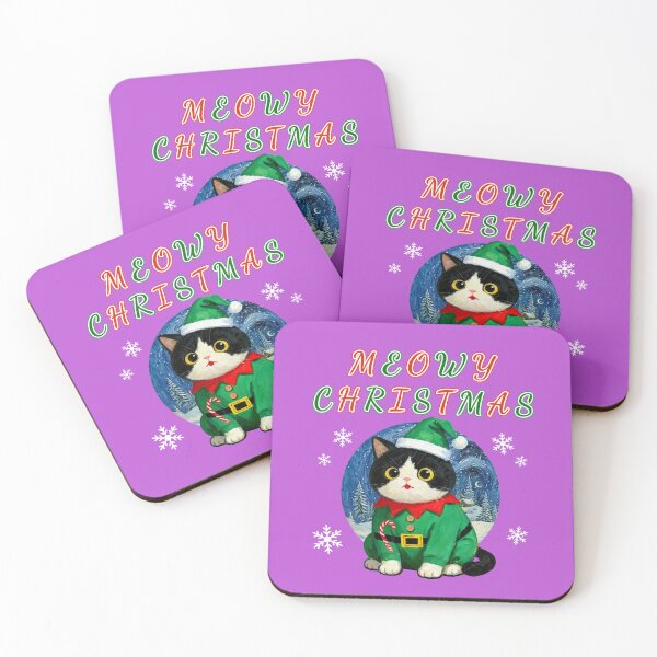 Item preview, Meowy Christmas - Cute Tuxedo Cat in Elf Costume - Starry Night Style designed and sold by Meow Gogh Painter Studio.