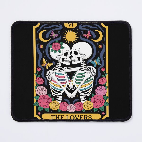 Item preview, The Lovers Tarot Card Roses Lesbian Goth Kissing Skeletons designed and sold by FndPardaL.