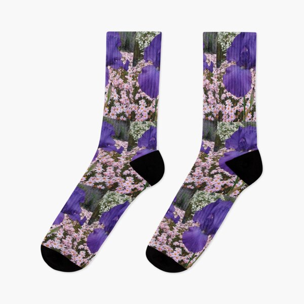 Item preview, Iris Flower Indigo Blue with Pastel Pink Daisies designed and sold by Sarah  Rajkotwala.