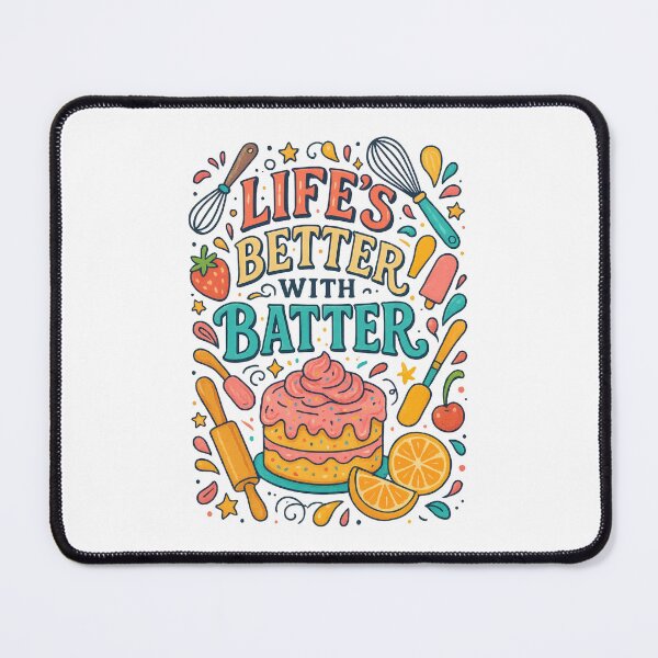 Item preview, Life’s Better with Batter Funny Baking Quote Colorful Kitchen Design designed and sold by inkoutninja.