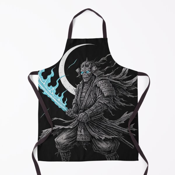 Item preview, “Skeletal Samurai Warrior – Glowing Blue Sword Art for Fantasy Horror Merch” designed and sold by Vibepop.store.