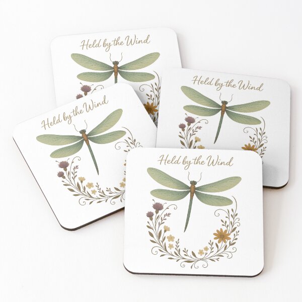 Item preview, Held by the Wind Dragonfly Nature Quote Botanical Boho Design designed and sold by inkoutninja.