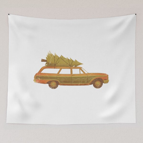 Item preview, Vintage Christmas Car – Holiday Tree Road Trip designed and sold by FratddArtworks.