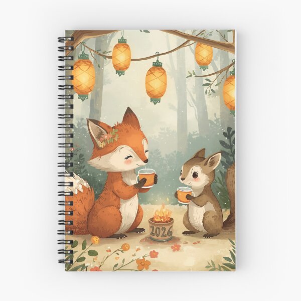 Item preview, Whimsical Fox and Chipmunk New Year 2026 Celebration designed and sold by WildlifeWhimsy.