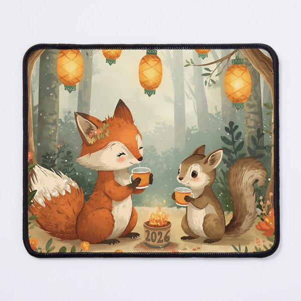 Item preview, Whimsical Fox and Chipmunk New Year 2026 Celebration designed and sold by WildlifeWhimsy.