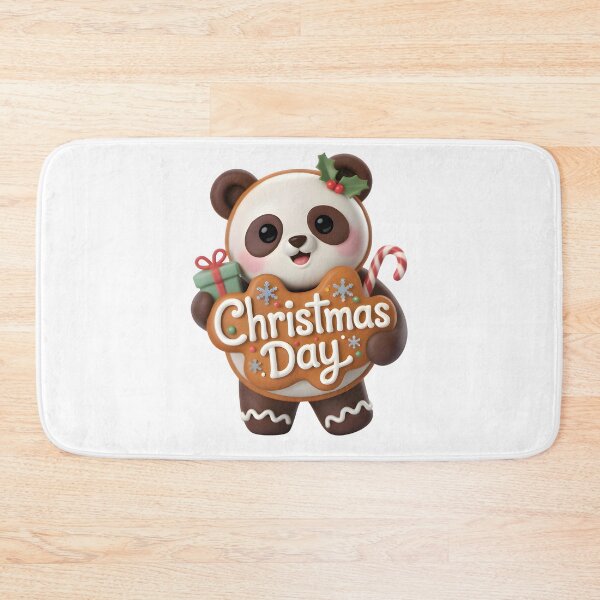 Item preview, Christmas Day Panda – Cute Holiday Cookie with Gifts and Candy Cane designed and sold by SoftyDesigns.