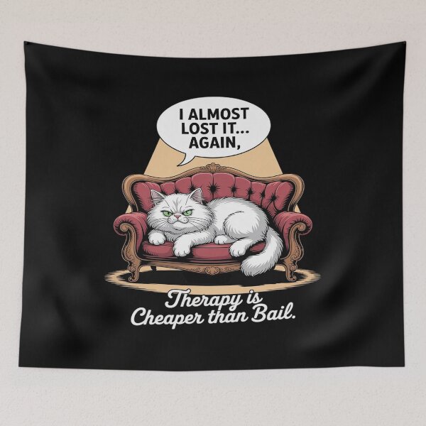 Item preview, Therapy Cheaper Than Bail Cat Sarcastic designed and sold by JaskconLIfe23.