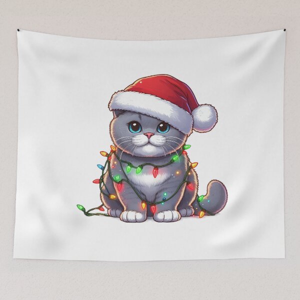 Artikelvorschau, Britisch Kurzhaar-Katze Weihnachten entworfen und verkauft von doodIllustrate.