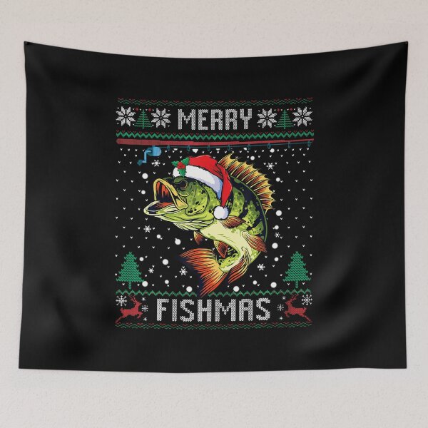 Item preview, Merry Fishmas Bass Fish Fishing Christmas Ugly 	 Xmas designed and sold by JenniferJanice.