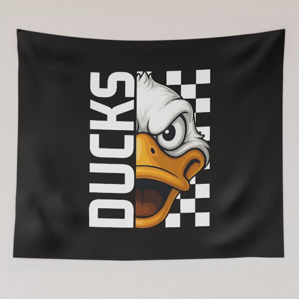 Item preview, Fierce Duck Mascot With Checkerboard Background Illustration designed and sold by ArmyAbodo.