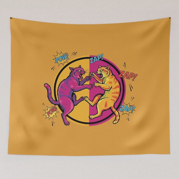 Item preview, Vibrant Pop Art Comic Cats Fighting designed and sold by KiwiRider.