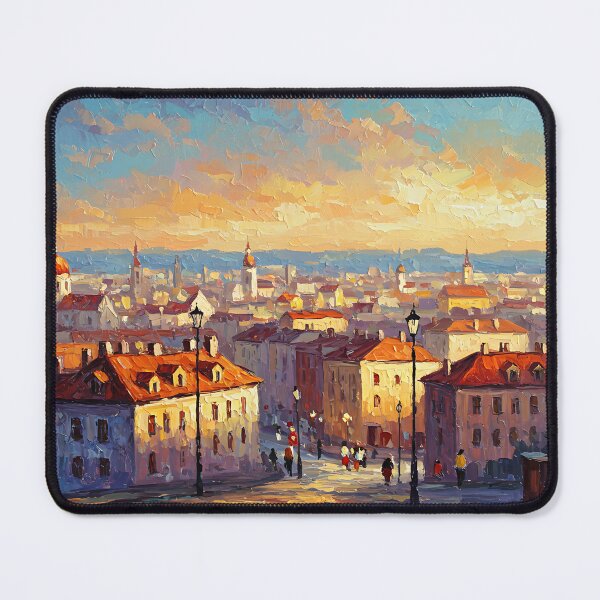 Item preview, Peaceful Riverside Town at Dusk (painting) designed and sold by saiful020.