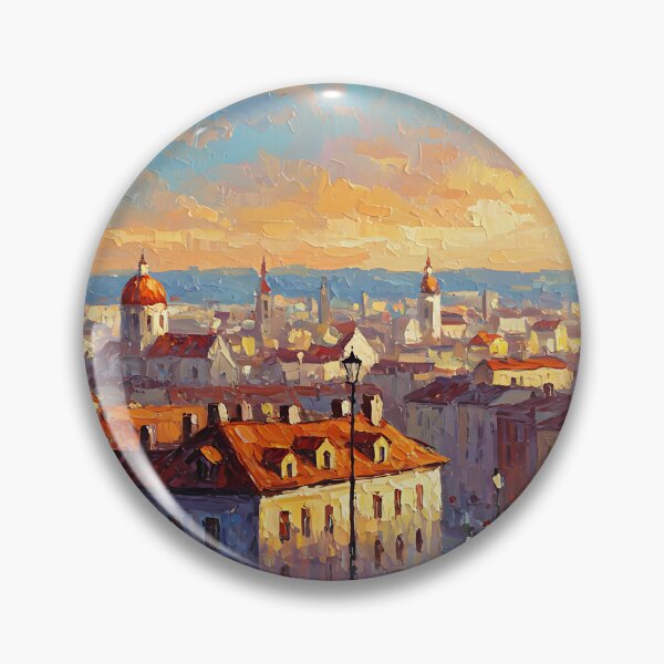 Item preview, Peaceful Riverside Town at Dusk (painting) designed and sold by saiful020.