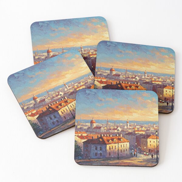 Item preview, Peaceful Riverside Town at Dusk (painting) designed and sold by saiful020.