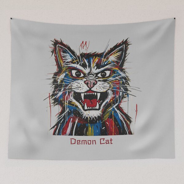 Item preview, Furious Abstract Expressionist Demon Cat Portrait designed and sold by KiwiRider.