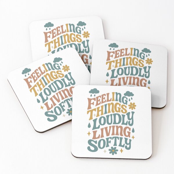 Item preview, Feeling Things Loudly Living Softly Retro Emotional Wellness Quote Design designed and sold by inkoutninja.