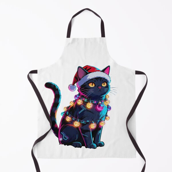 Item preview, Neon Glow Christmas Black Cat - Festive Holiday Lights Design designed and sold by BlueYasmine.