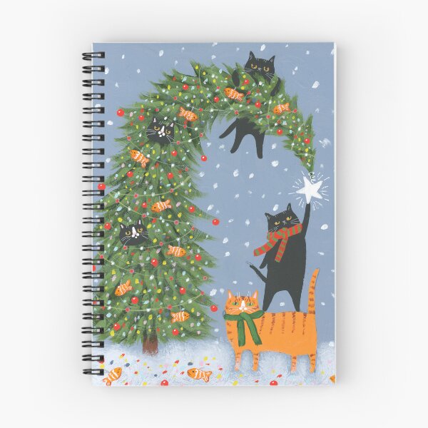 Item preview, More Cats Decorating The Christmas Tree designed and sold by KilkennyCat Art.