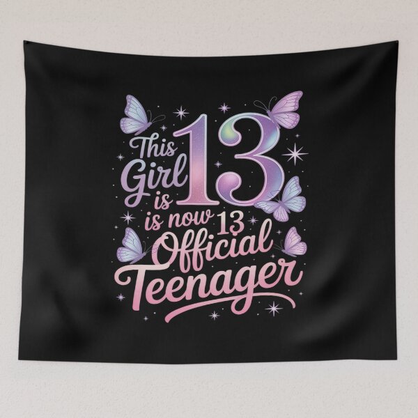 Item preview, This Girl is Now 13 Official Teenager Birthday Butterfly designed and sold by TechnicalSara.
