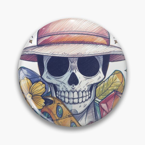 Item preview, Pirate Skull in Straw Hat Sketch Art Print | Neo-Traditional Tattoo Style Treasure Graphic for Streetwear T-Shirts & Stickers designed and sold by HimBoo.
