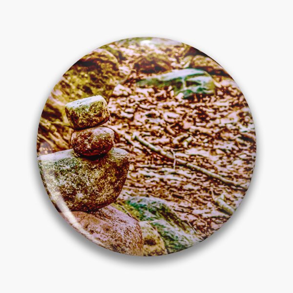 Item preview, Forest Stone Cairn by Mountain Stream – Balanced Rock Nature Photography designed and sold by aadventures.