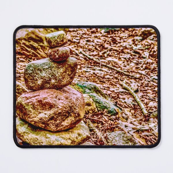 Item preview, Forest Stone Cairn by Mountain Stream – Balanced Rock Nature Photography designed and sold by aadventures.