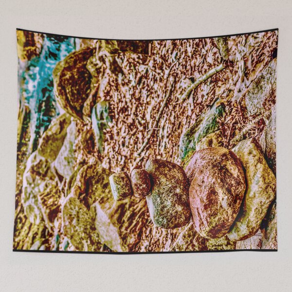 Item preview, Forest Stone Cairn by Mountain Stream – Balanced Rock Nature Photography designed and sold by aadventures.
