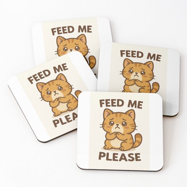 Item preview, Kawaii Hungry Cat Meme – Feed Me Please designed and sold by kimkosovo.