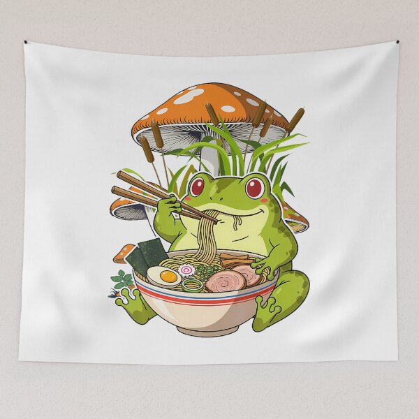 Item preview, Funny Japanese Kawaii Ramen Red Eyed Tree Frog designed and sold by DeborahCarolyn.