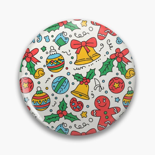 Item preview, Playful Doodle Christmas Pattern – Gingerbread Men, Bells, Holly & Ornaments designed and sold by skysshobu.