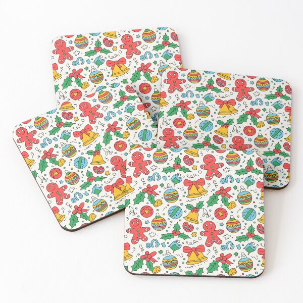Item preview, Playful Doodle Christmas Pattern – Gingerbread Men, Bells, Holly & Ornaments designed and sold by skysshobu.