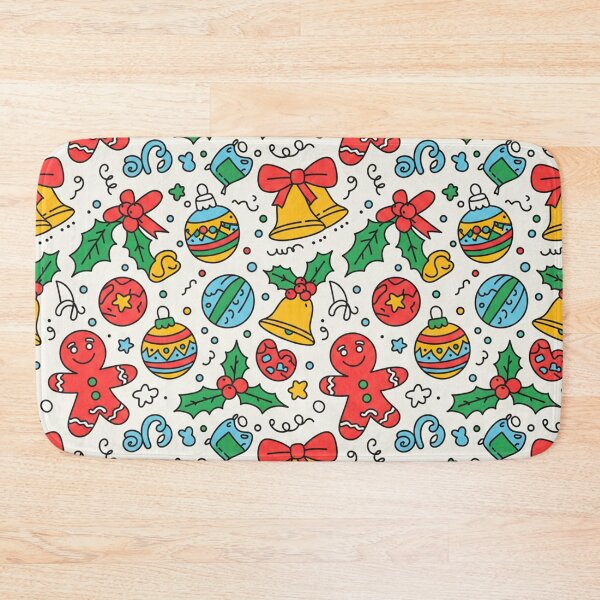 Item preview, Playful Doodle Christmas Pattern – Gingerbread Men, Bells, Holly & Ornaments designed and sold by skysshobu.