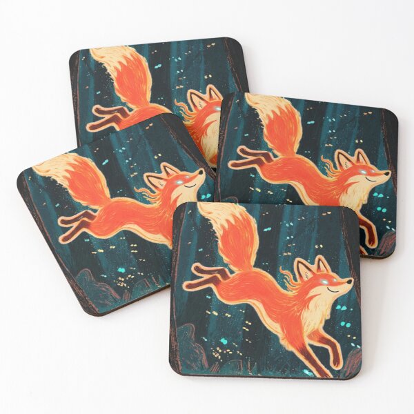 Item preview, Enchanted Glowing Fox in Magical Forest Illustration designed and sold by anandsiva2703.