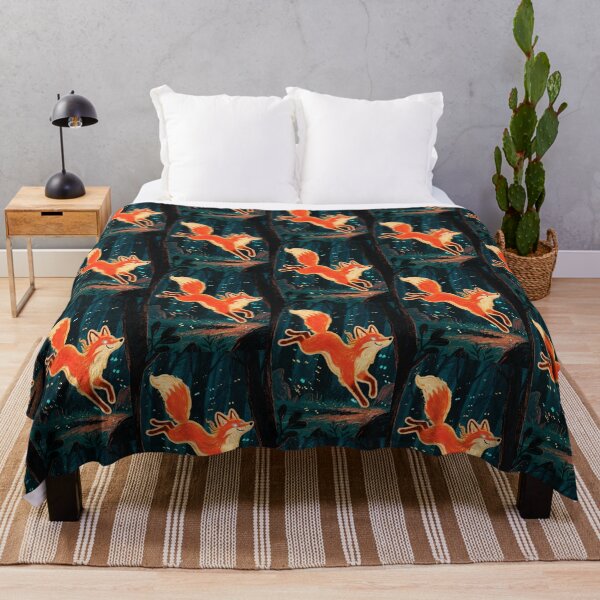 Item preview, Enchanted Glowing Fox in Magical Forest Illustration designed and sold by anandsiva2703.