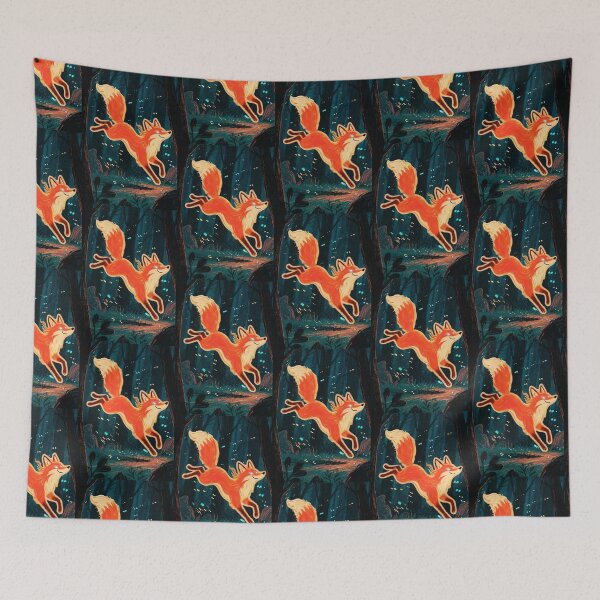 Item preview, Enchanted Glowing Fox in Magical Forest Illustration designed and sold by anandsiva2703.