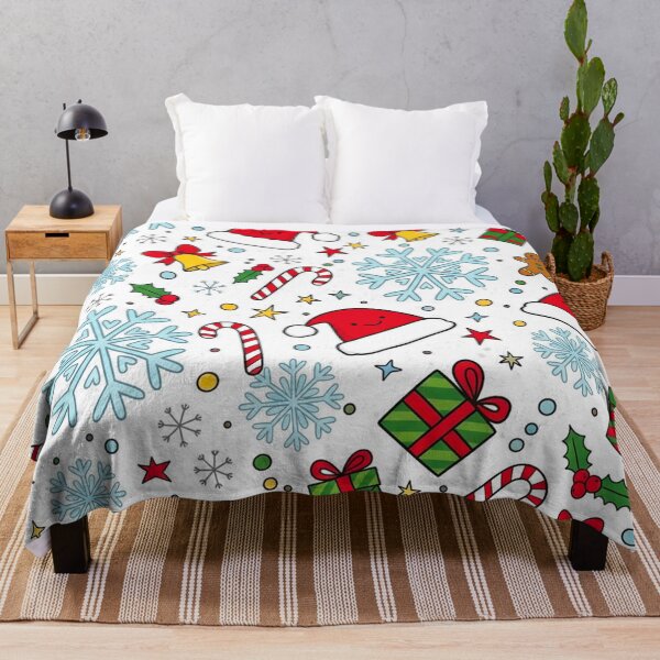 Item preview, Fun Doodle Holiday Pattern – Snowflakes, Candy Canes, Santa Hats & Festive Icons designed and sold by skysshobu.