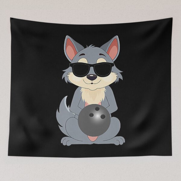 Item preview, Funny Wolf Wearing Sunglasses Tenpin Bowling designed and sold by JacquelineEnri.