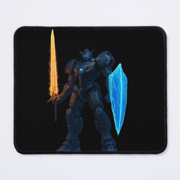 Item preview, Elemental Obsidian Mech Warrior - Fire Sword & Blue Shield designed and sold by Elderlight Studio - L. Vlashev.