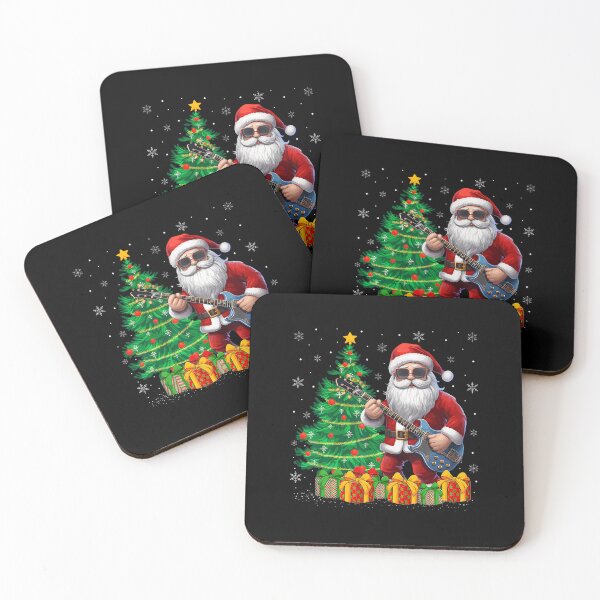 Item preview, Xmas Holiday Guitarist Santa Playing Guitar Christmas Tree designed and sold by DominiqueAngela.