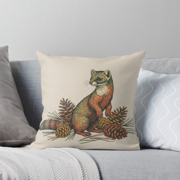 Item preview, Vintage Pine Marten with Forest Cones designed and sold by BirdsnStuff.