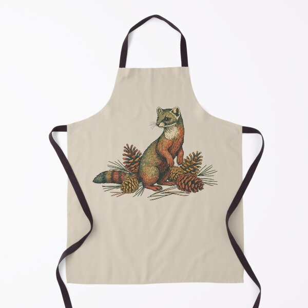 Item preview, Vintage Pine Marten with Forest Cones designed and sold by BirdsnStuff.