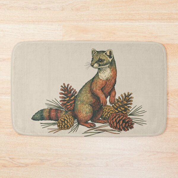 Item preview, Vintage Pine Marten with Forest Cones designed and sold by BirdsnStuff.