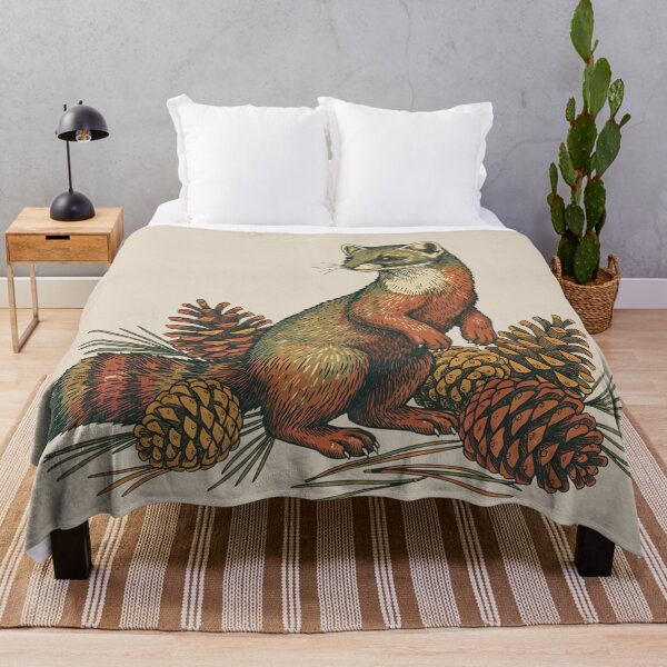 Item preview, Vintage Pine Marten with Forest Cones designed and sold by BirdsnStuff.