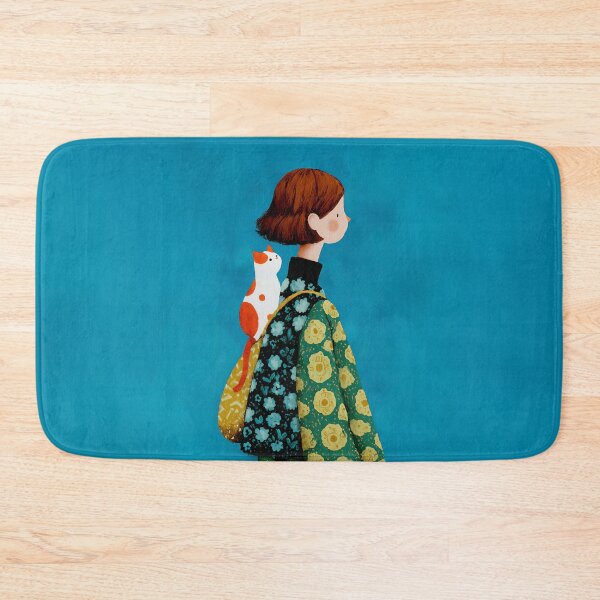 Item preview, Girl Walking with Loyal Cat designed and sold by junkydotcom.