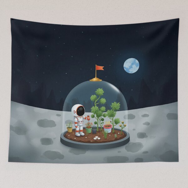 Item preview, Astronaut Moon Garden – Cute Space Explorer with Plants designed and sold by Whimsical Hug.