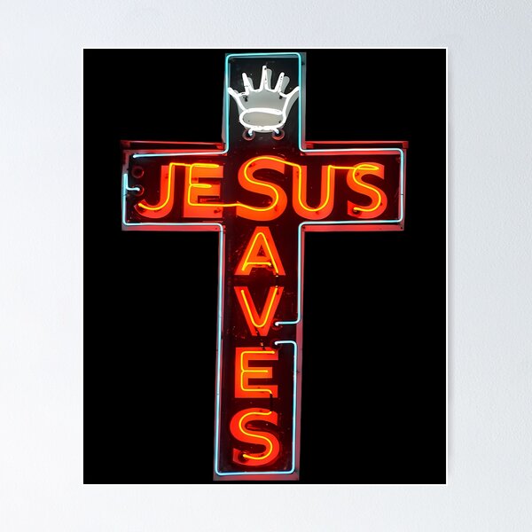 Item preview, Vintage Jesus Saves Cross Christian Retro Bible Verse designed and sold by TaraAnnie.