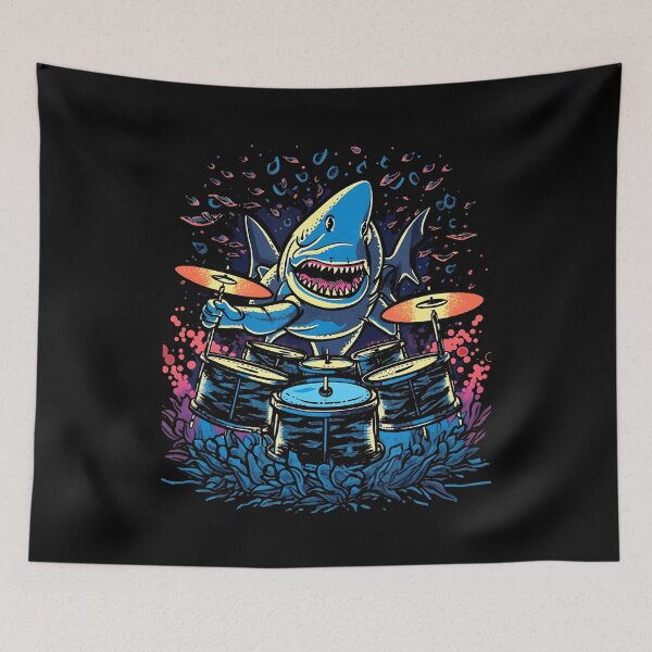 Item preview, Shark Playing Drums Drummer Drumming Shark Lover designed and sold by TaraAnnie.