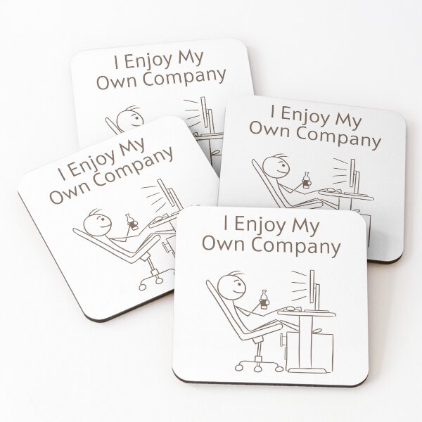 Item preview, Enjoy My Own Company Minimalist Line Art T-Shirt | Introvert Computer Desk Cartoon | Chill Alone Time Aesthetic Tee for Quiet Souls designed and sold by YasirHamidDesigns .